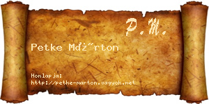 Petke Márton névjegykártya